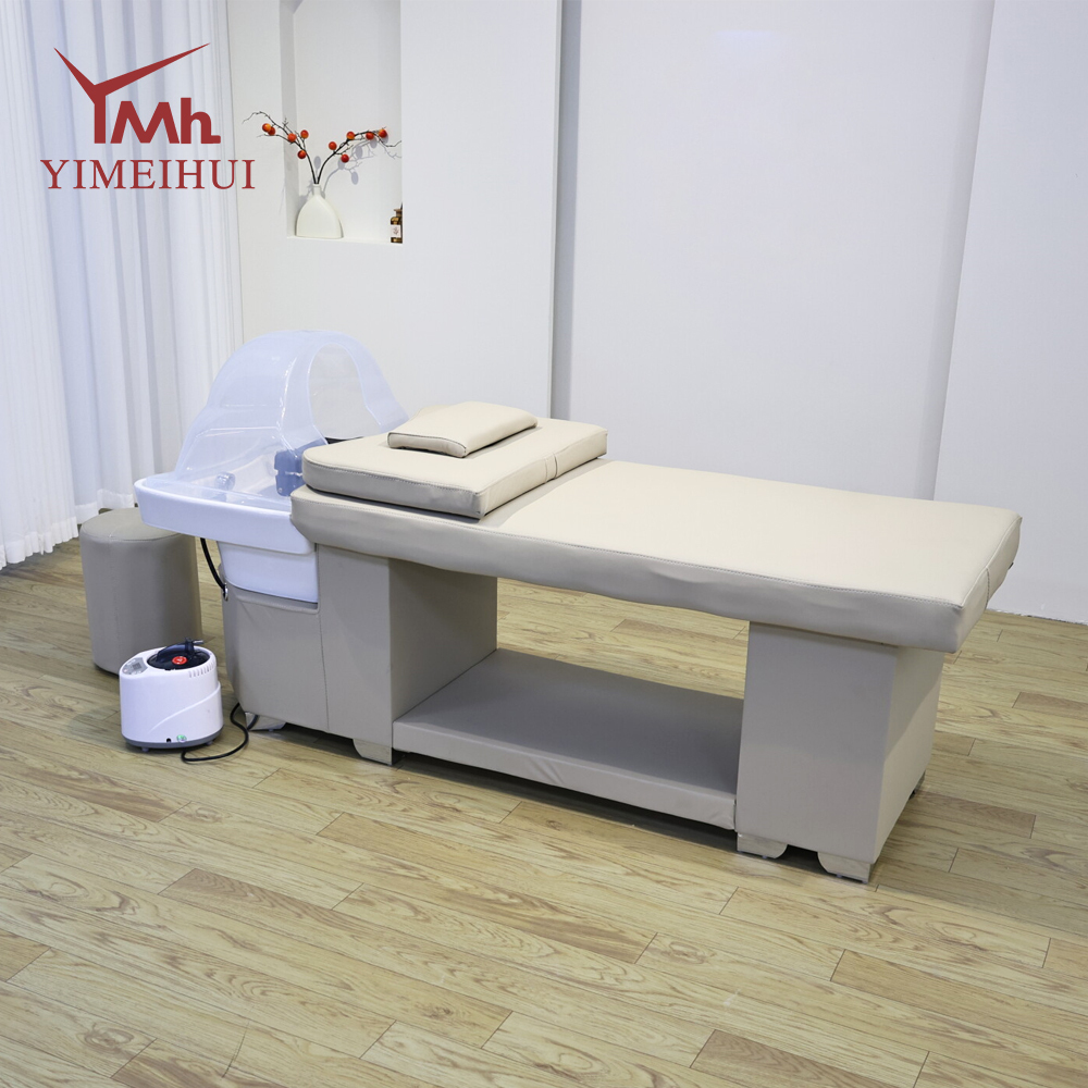 Japanese-Style Adjustable Head Spa Bed with Steam Therapy & Ceramic Basin for Hydrotherapy & Shampoo