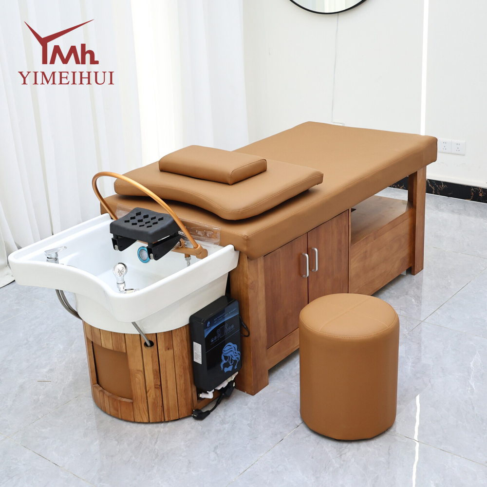 Professional Wooden Head Massage Shampoo Bed for Salons
