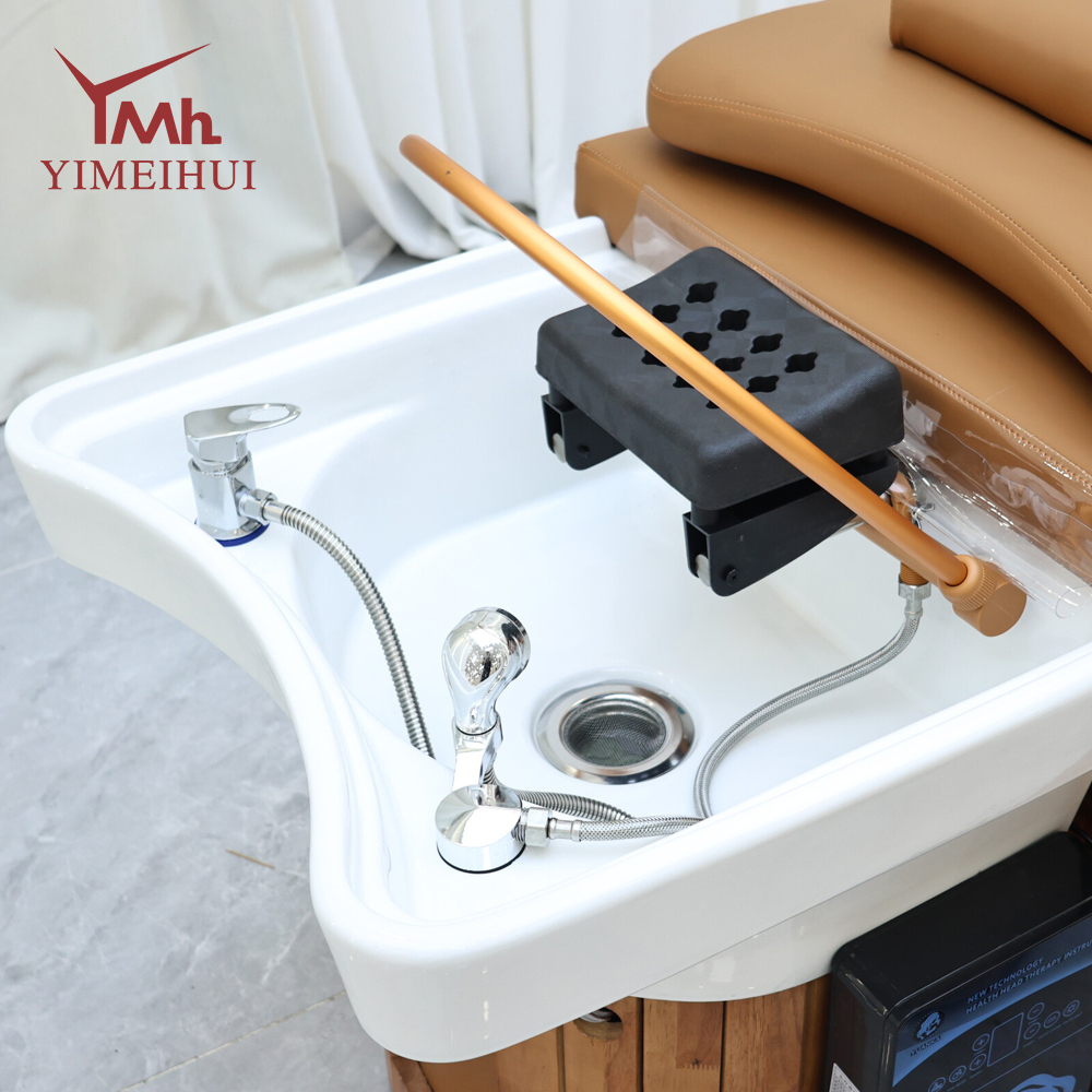 Professional Wooden Head Massage Shampoo Bed for Salons