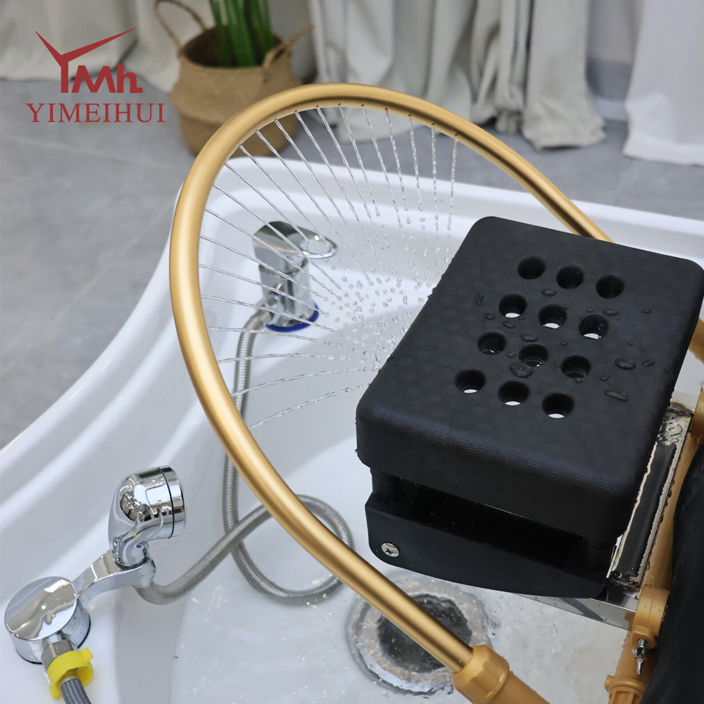 Elegant Grid-Quilted Shampoo Bed with Modern Stainless Steel Frame for Salons