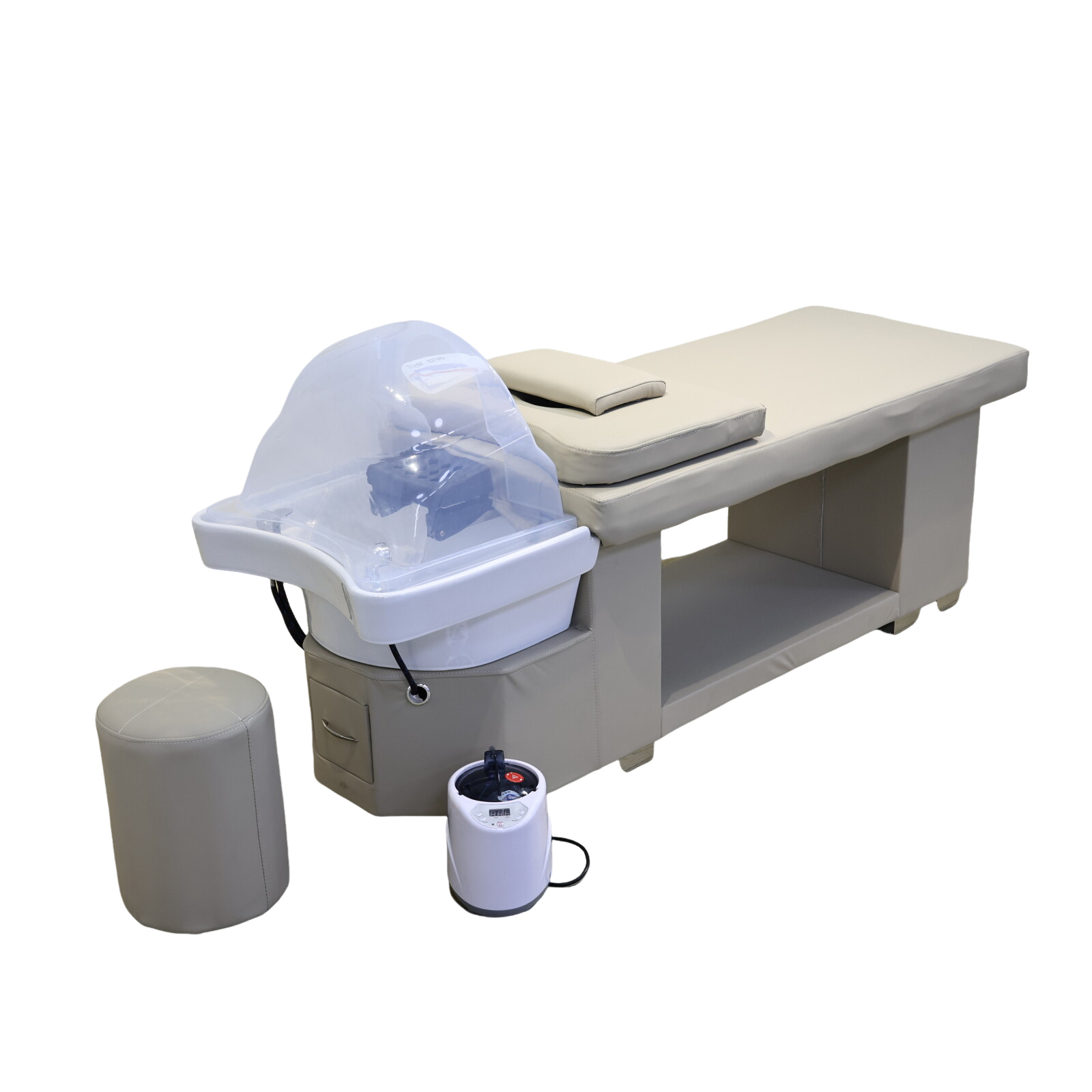 Japanese-Style Adjustable Head Spa Bed with Steam Therapy & Ceramic Basin for Hydrotherapy & Shampoo