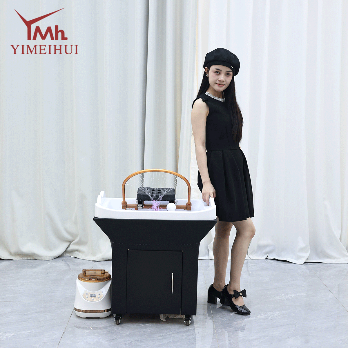 Salon Constant Temperature Head Care Mobile Shampoo Basin with Steam Circulation & Water Pipes
