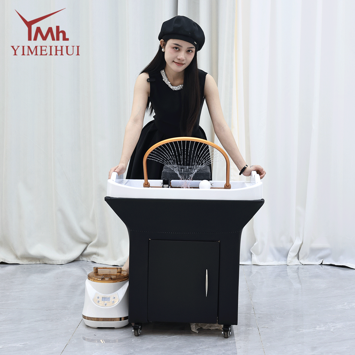 Salon Constant Temperature Head Care Mobile Shampoo Basin with Steam Circulation & Water Pipes