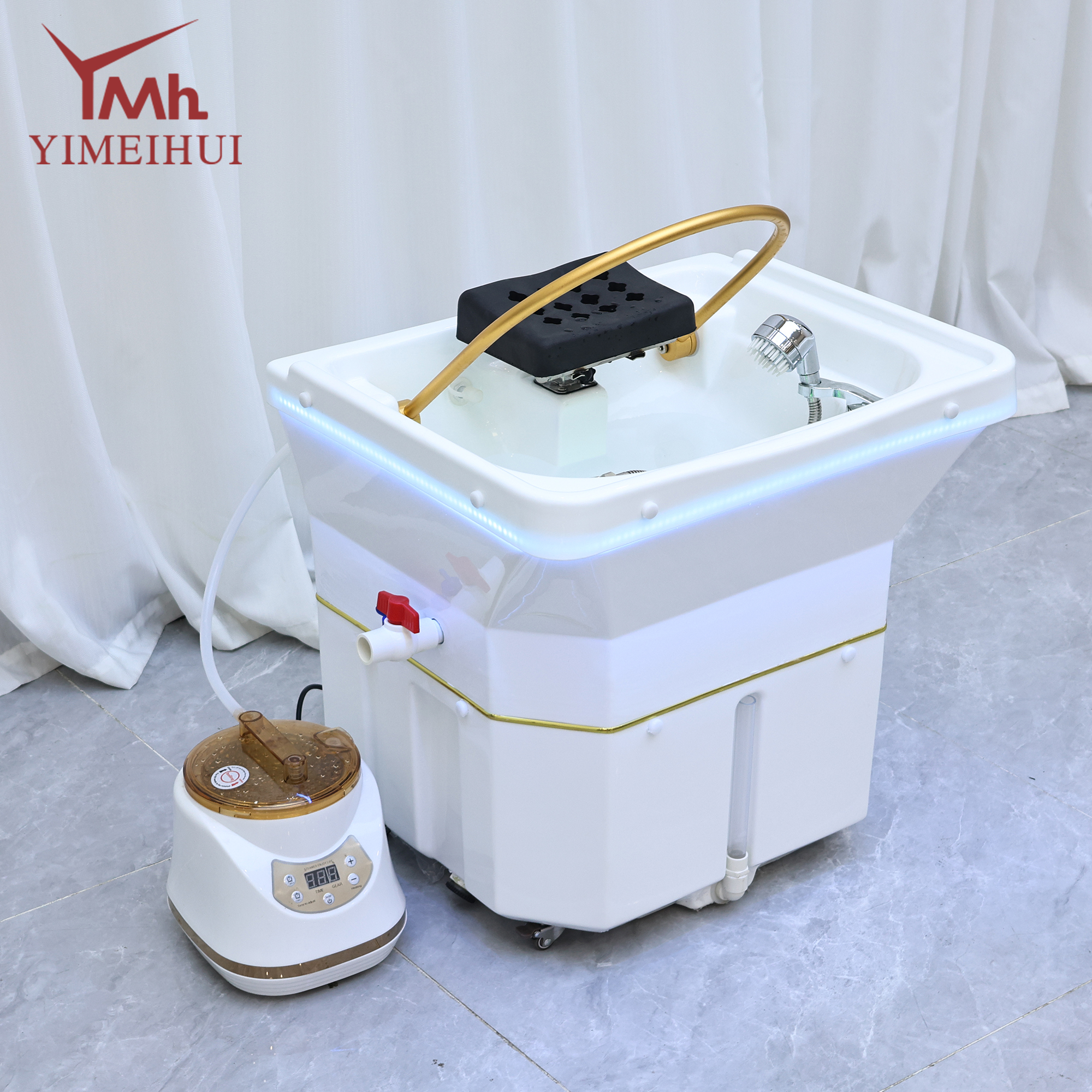 Portable Smart Head Spa Shampoo Basin with Steam Generator & LED Ambient Light