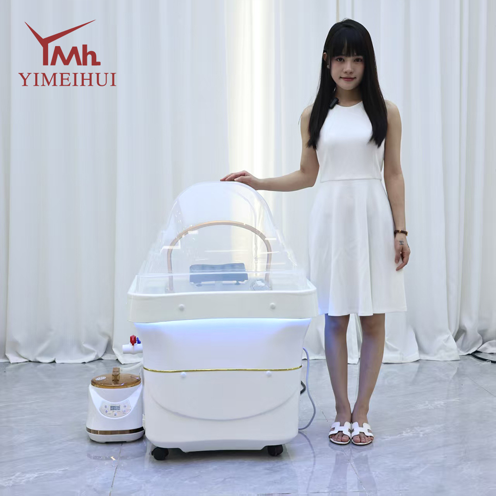 White Leather Spa Portable Shampoo Basin with Water Storage Tank