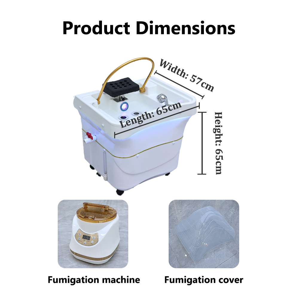 White Leather Spa Portable Shampoo Basin with Water Storage Tank