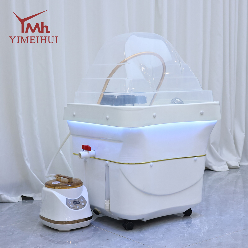White Leather Spa Portable Shampoo Basin with Water Storage Tank
