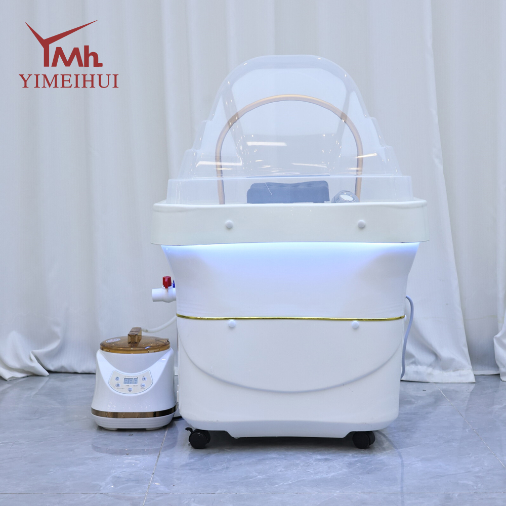 White Leather Spa Portable Shampoo Basin with Water Storage Tank