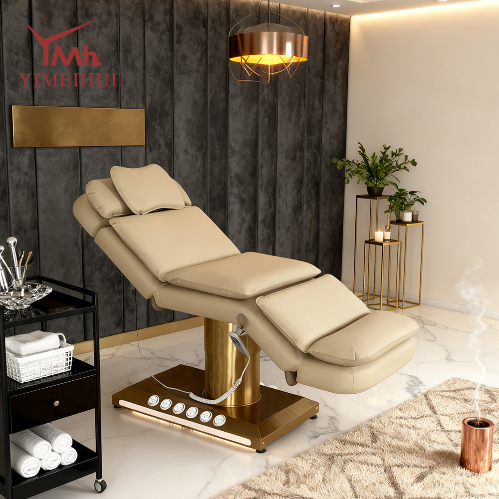 High End Beauty Salon Furniture Reclining Massage Table Luxury Spa Bed with Lights for Facial & Lash Treatments