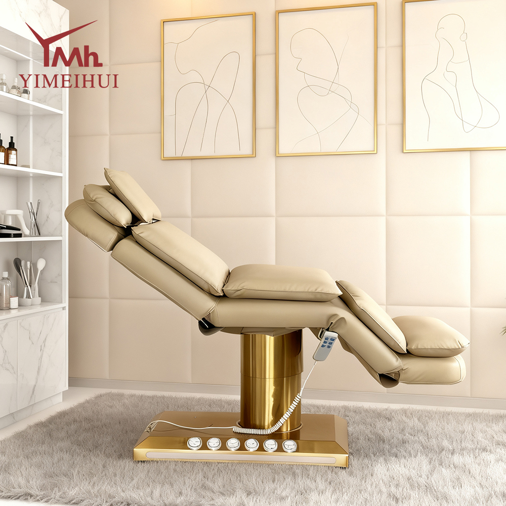 High End Beauty Salon Furniture Reclining Massage Table Luxury Spa Bed with Lights for Facial & Lash Treatments