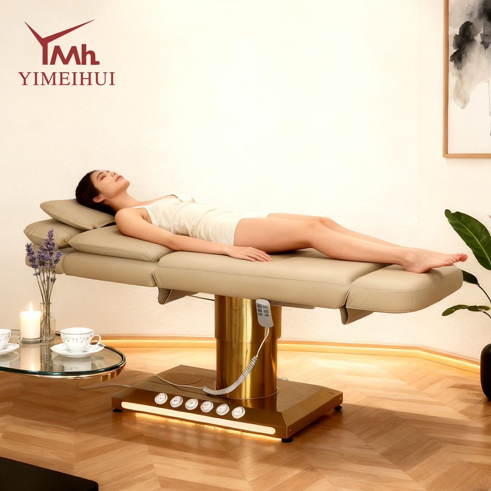 High End Beauty Salon Furniture Reclining Massage Table Luxury Spa Bed with Lights for Facial & Lash Treatments