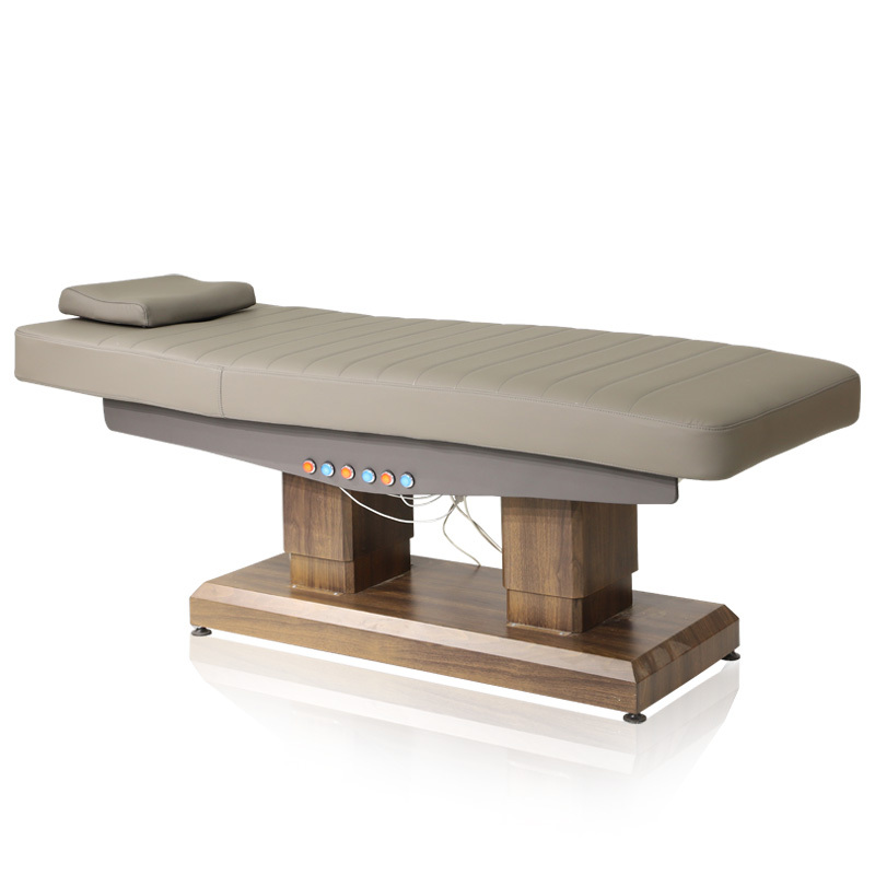 Full Electrical Medical Aesthetic Chair Facial Beauty Bed Adjustable Reclining Lash Beauty Bed with Wood Column Base