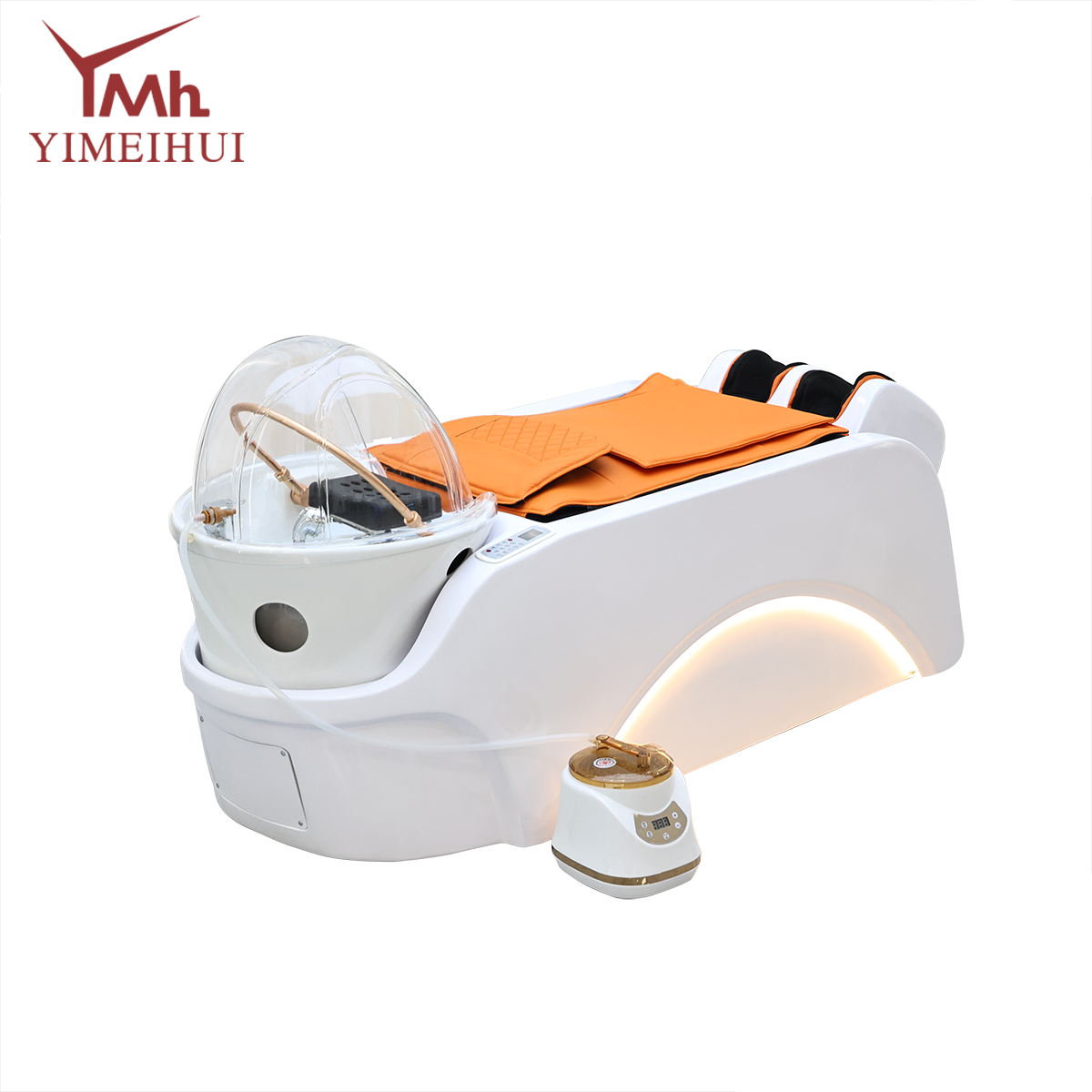 Water Circulation Deep Care LED Lighting Electric Kneading Massage Fiberglass Bed Frame Modern Hair Salon Shampoo Chair