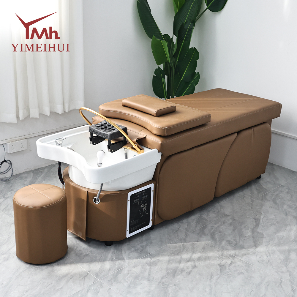 Brown Design Massage Table Head Spa Equipment Bed With Water Cycle Heater and Storage Space