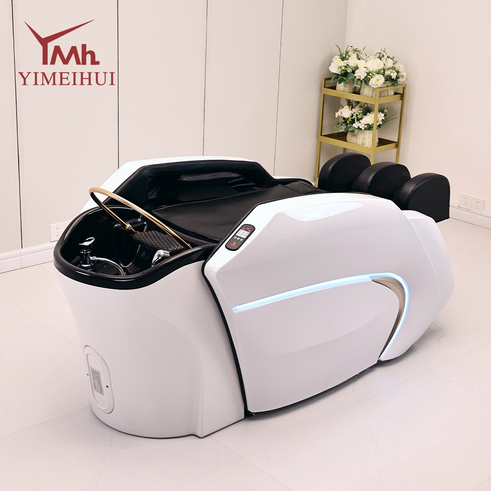 Acrylic Bowl Washing Bed for Spa and Beauty Salon Hair Salon Automatic Shampoo Massage Bed With Adjustable Footrest