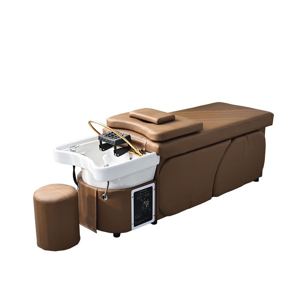 Brown Design Massage Table Head Spa Equipment Bed With Water Cycle Heater and Storage Space