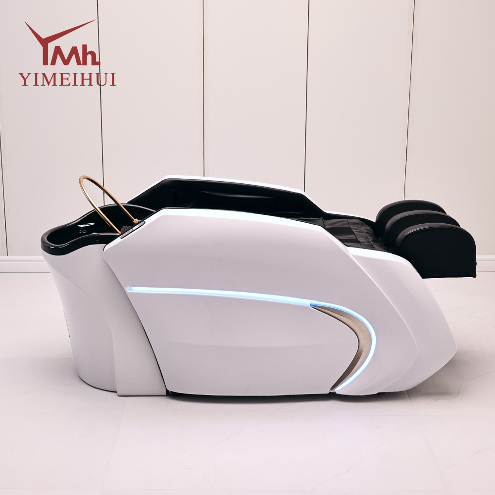 Acrylic Bowl Washing Bed for Spa and Beauty Salon Hair Salon Automatic Shampoo Massage Bed With Adjustable Footrest