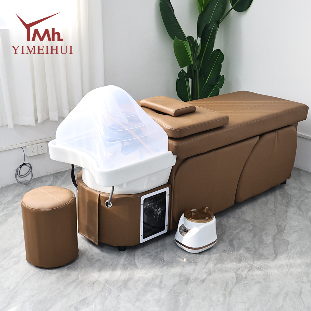 Brown Design Massage Table Head Spa Equipment Bed With Water Cycle Heater and Storage Space