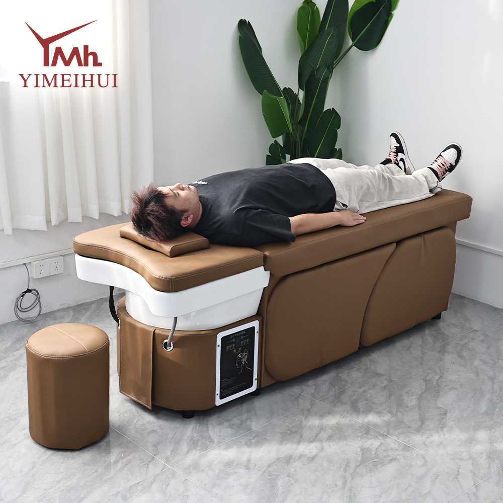 Brown Design Massage Table Head Spa Equipment Bed With Water Cycle Heater and Storage Space