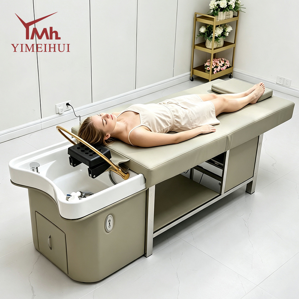 Portable Thermostatic Water Circulation Shampoo Bed, Multifunctional Hair Wash Therapy Bed With Foot Bath for Salon Home Use