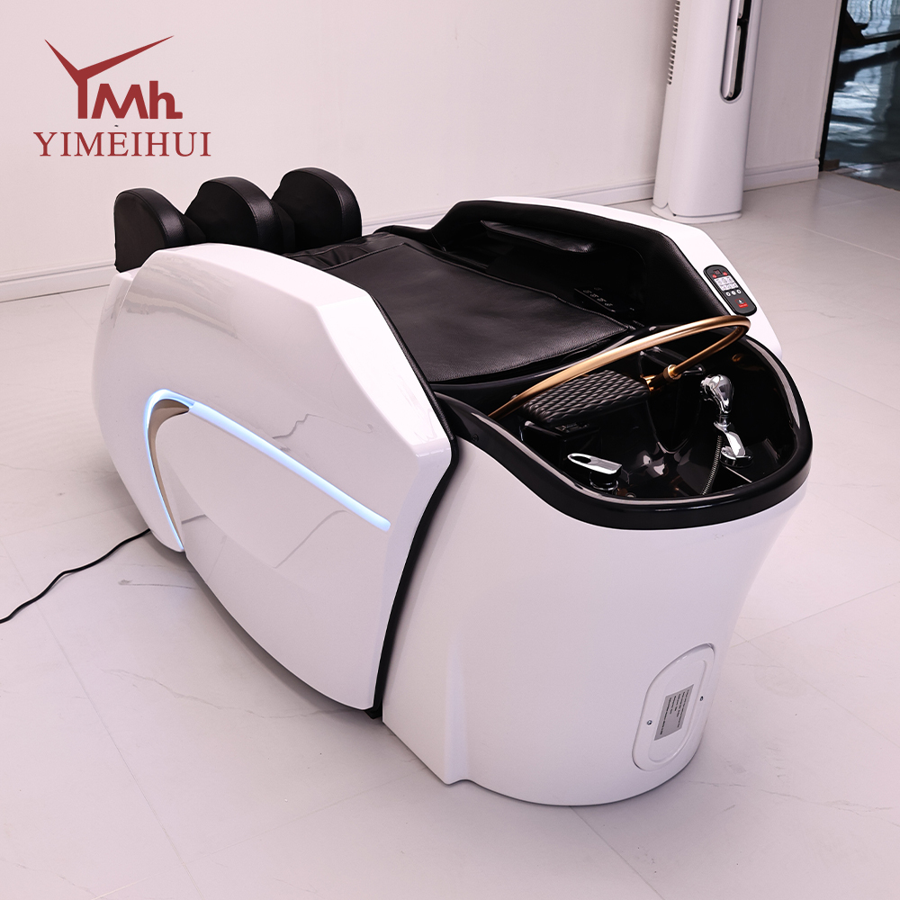 Acrylic Bowl Washing Bed for Spa and Beauty Salon Hair Salon Automatic Shampoo Massage Bed With Adjustable Footrest