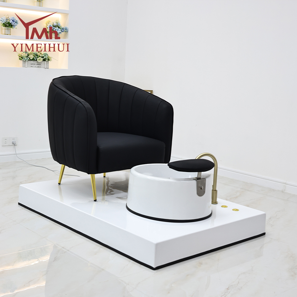Customizable Color Pedicure Spa Chair with Gold Accents & Comfortable Tub for Professional Nail Technicians
