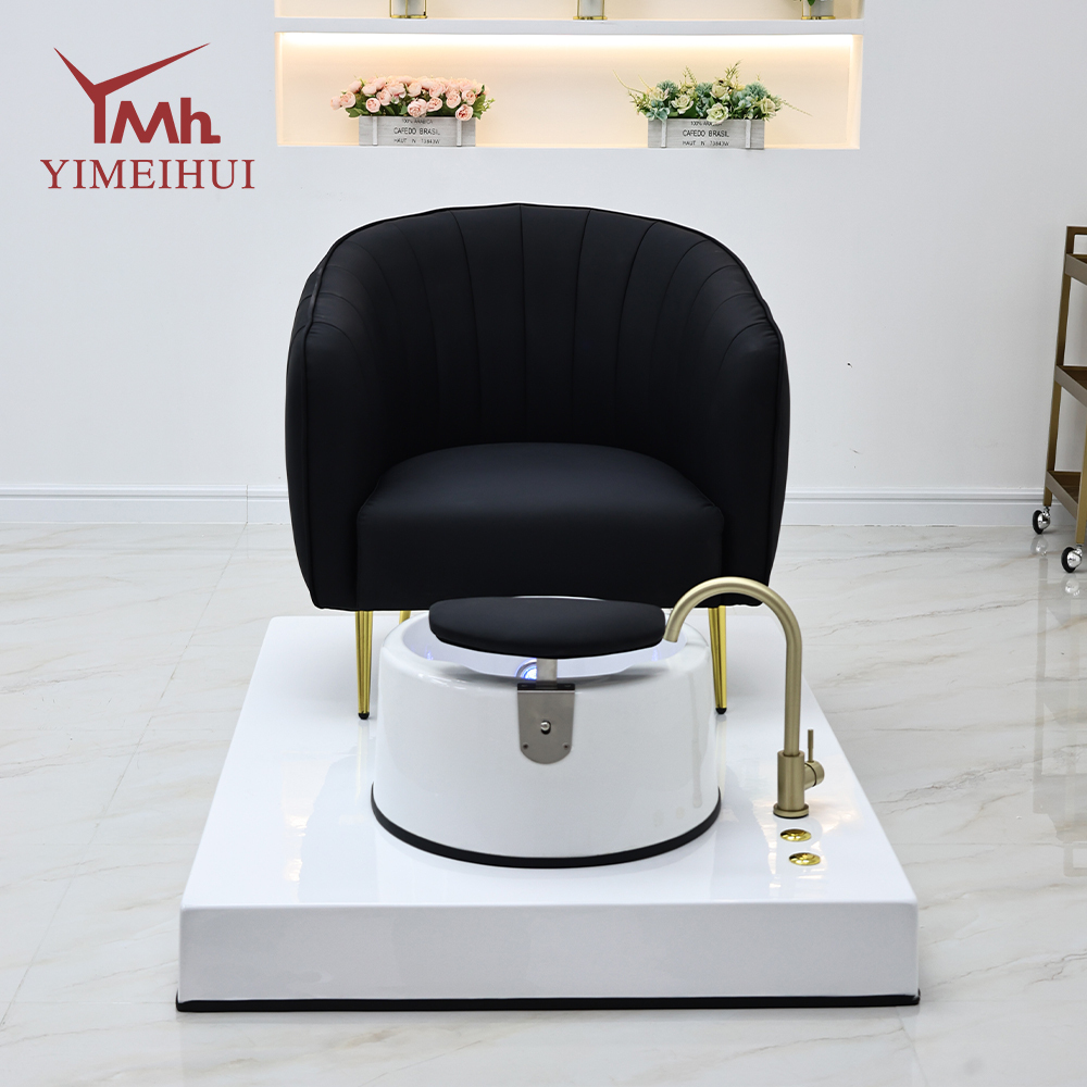Customizable Color Pedicure Spa Chair with Gold Accents & Comfortable Tub for Professional Nail Technicians