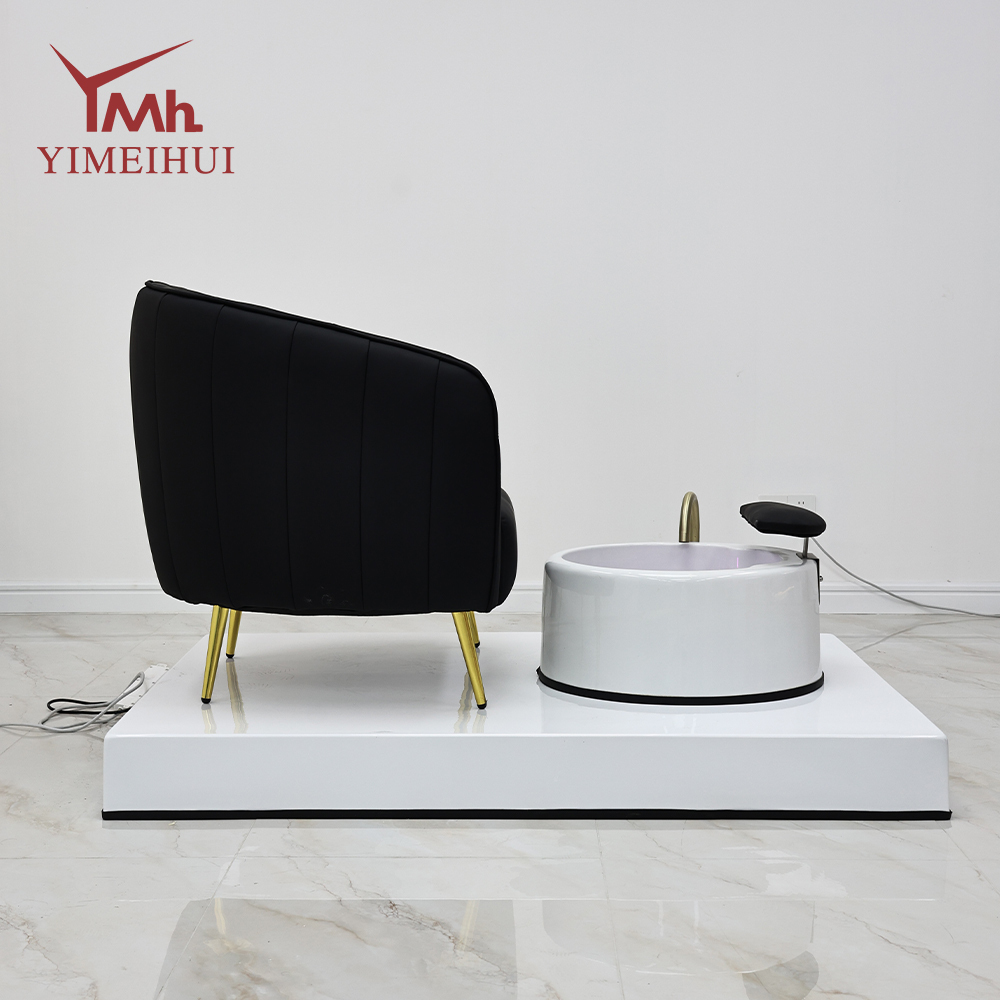 Customizable Color Pedicure Spa Chair with Gold Accents & Comfortable Tub for Professional Nail Technicians