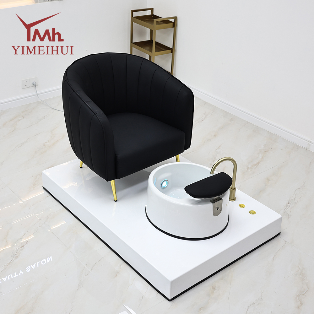 Customizable Color Pedicure Spa Chair with Gold Accents & Comfortable Tub for Professional Nail Technicians