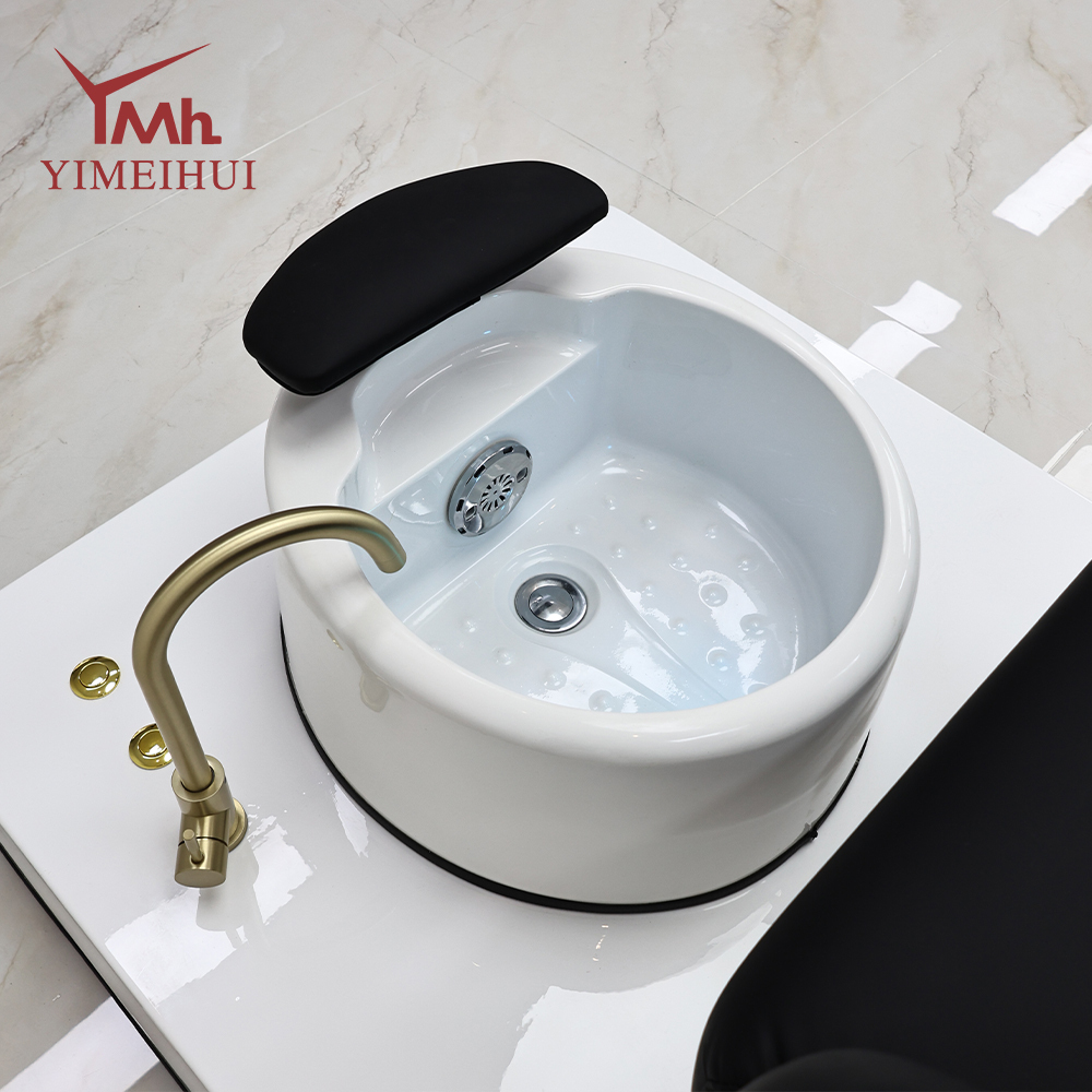 Customizable Color Pedicure Spa Chair with Gold Accents & Comfortable Tub for Professional Nail Technicians