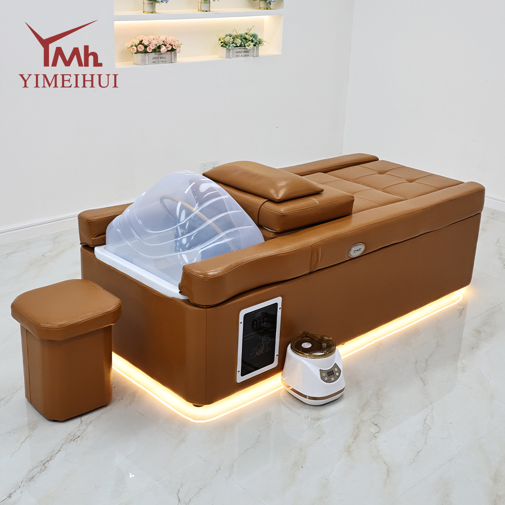 Electric Head Spa Shampoo Bed with Lights Neck Pillow Portable Sink Multifunctional Hair Wash Bed for Beauty Salon Pedicure