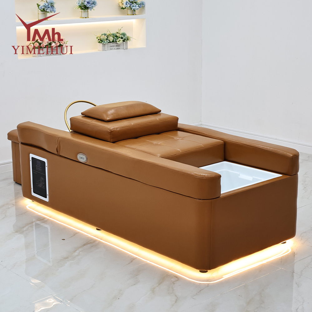 Electric Head Spa Shampoo Bed with Lights Neck Pillow Portable Sink Multifunctional Hair Wash Bed for Beauty Salon Pedicure