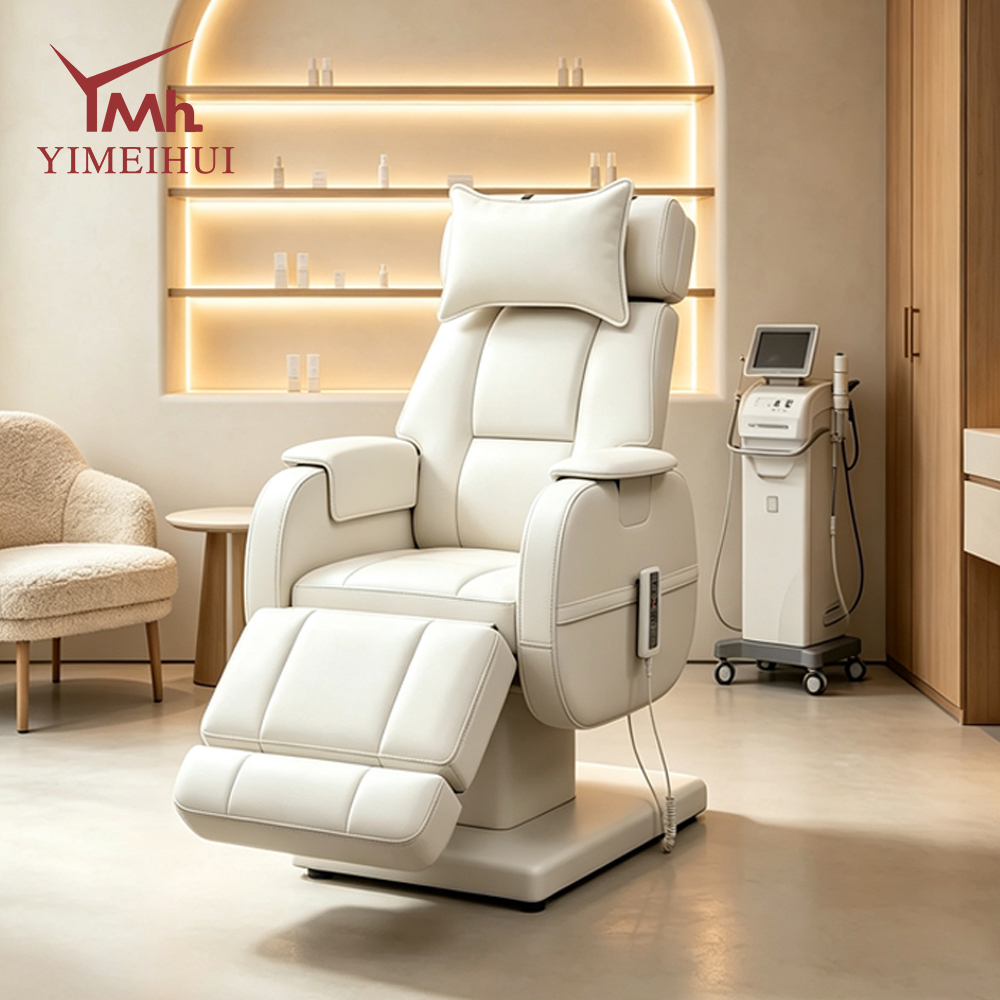 Salon Cosmetic Adjustable Reclining Massage 3 Motors Facial Spa LED Beauty Lash Bed