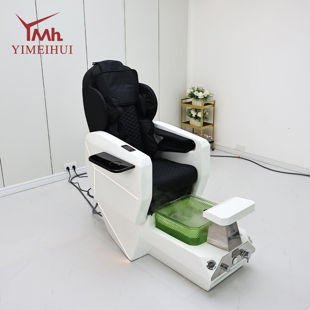 Custom Nail Shop Electric Reclining Massage Fiberglass Basin Pedicure Chair With Drain Pump