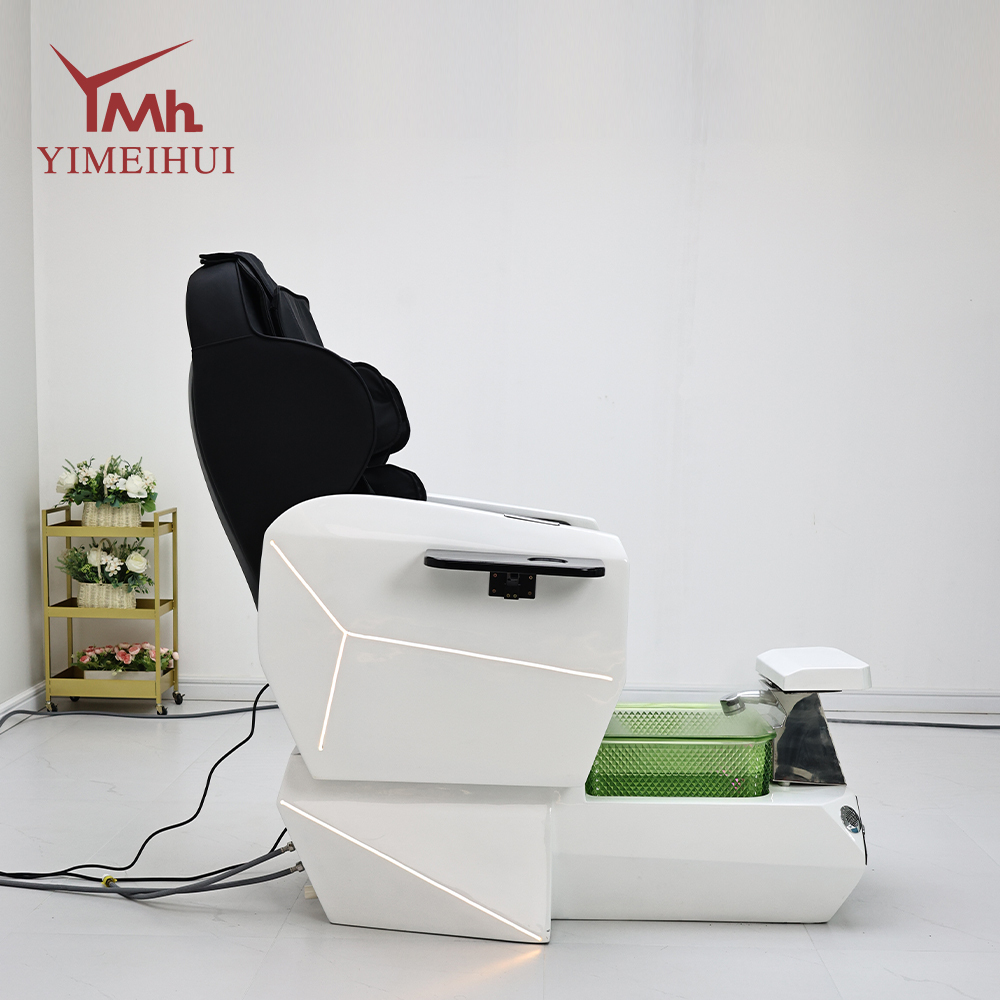 Custom Nail Shop Electric Reclining Massage Fiberglass Basin Pedicure Chair With Drain Pump