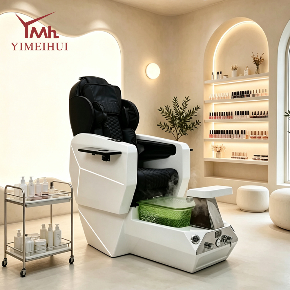 Custom Nail Shop Electric Reclining Massage Fiberglass Basin Pedicure Chair With Drain Pump