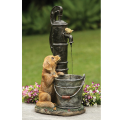Puppy Dog and Bird Waterfall Fountain Manufacturer Water Feature