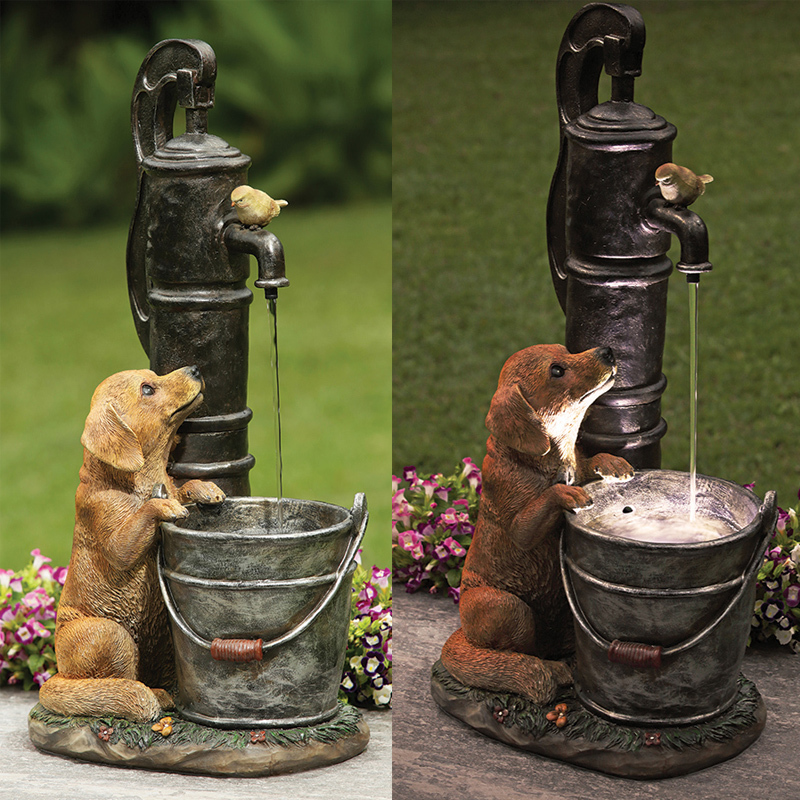 Puppy Dog and Bird Waterfall Fountain Manufacturer Water Feature