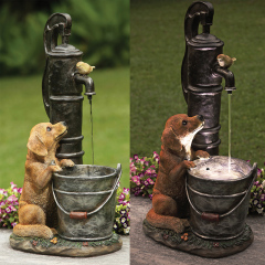 Puppy Dog and Bird Waterfall Fountain Manufacturer Water Feature