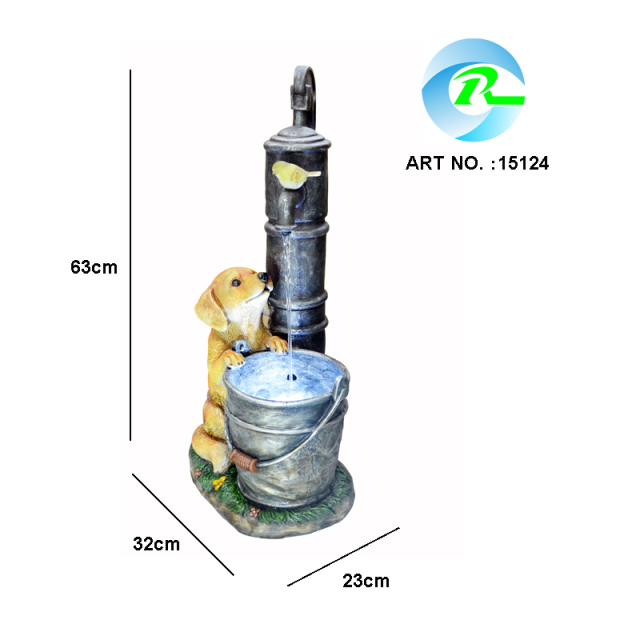 Puppy Dog and Bird Waterfall Fountain Manufacturer Water Feature