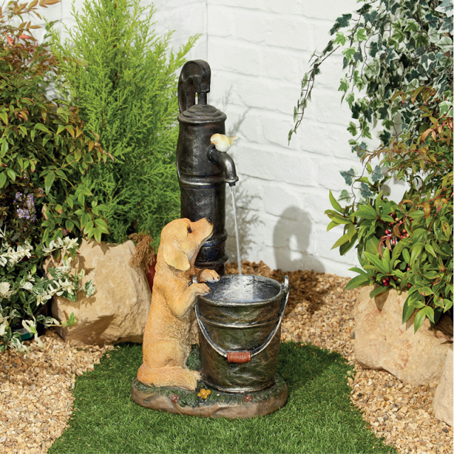 Puppy Dog and Bird Waterfall Fountain Manufacturer Water Feature