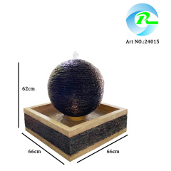 Modern Sphere Outdoor Fountain with LED Light – Textured Ball Water Feature for Garden, Patio, Yard Décor – Cascading Resin Fountain