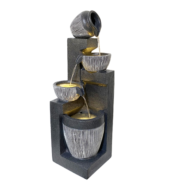 Modern Contemporary Textured Bowls Cascading Water Feature | Fountain Manufacturer in China,Polyresin Bowls Cascading Water Feature Fountain Manufacturer in China,Quanzhou Rich Green Technology Co.,Ltd.