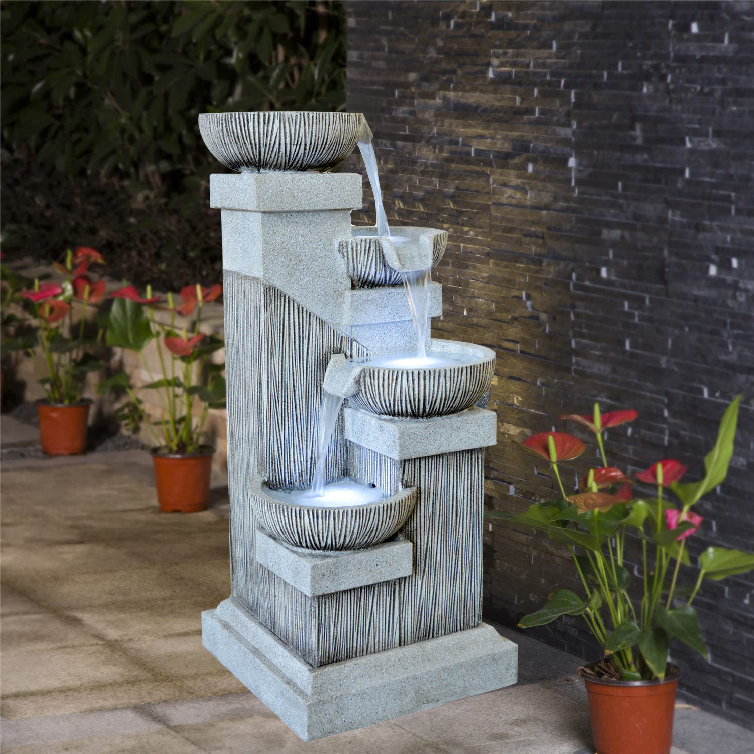 Textured Granite Stone Bowl Cascading Water Fall Fountain Modern Style Tier Water Feature,Textured Granite Stone Bowl Cascading Water Fall Fountain Modern Style Tier Water Feature,Quanzhou Rich Green Technology Co.,Ltd.
