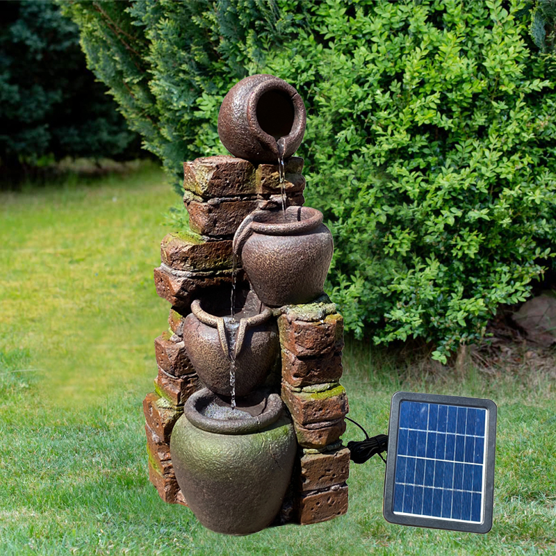 Polyresin Brick Pots Cascading Water Feature Solar Brick Pot Fountain With Battery Backup | Fountain Supplier in China,Polyresin Brick Solar Fountain With Battery Backup | Fountain Supplier,Quanzhou Rich Green Technology Co.,Ltd.
