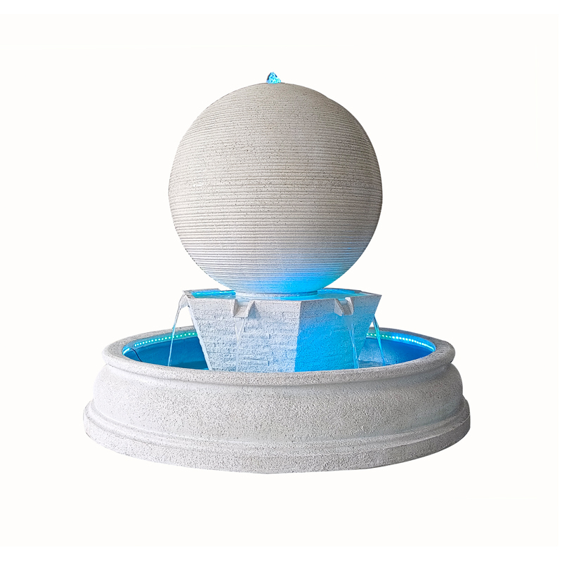 Grand Centerpiece Sphere Patio Fountain Modern Contemporary Water Feature with Color Changing LED | Fountain Manufacturer and Supplier China,Polyresin Sphere With Changing LED | Fountain Manufacturer In China,Quanzhou Rich Green Technology Co.,Ltd.