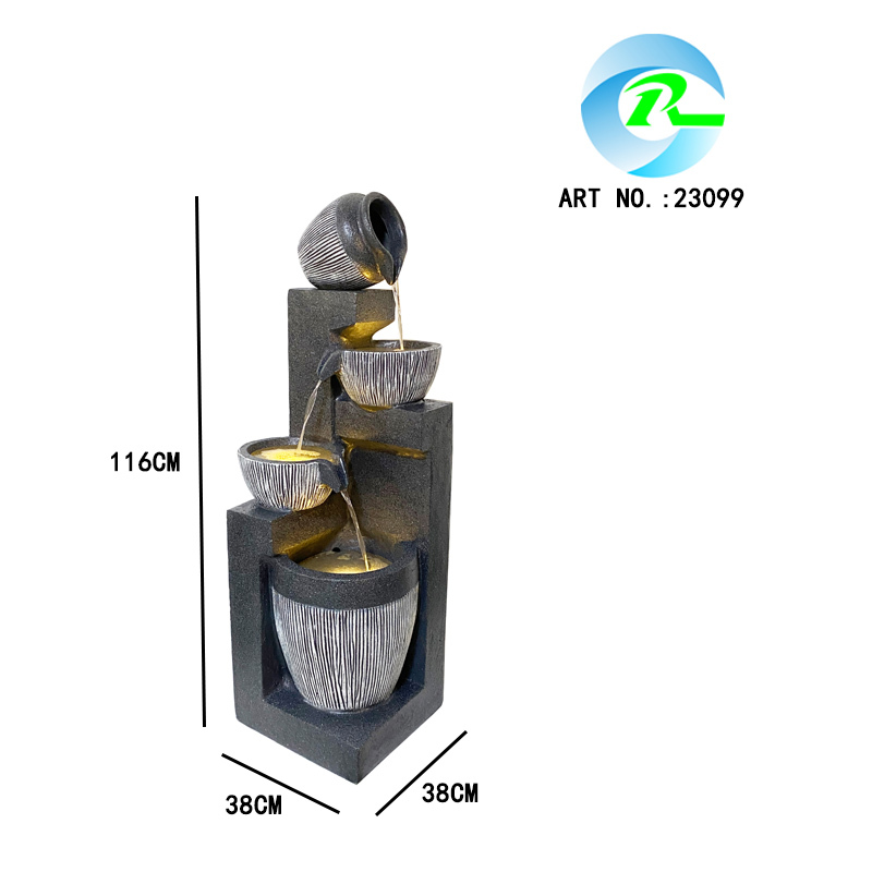 Modern Contemporary Textured Bowls Cascading Water Feature | Fountain Manufacturer in China,Polyresin Bowls Cascading Water Feature Fountain Manufacturer in China,Quanzhou Rich Green Technology Co.,Ltd.