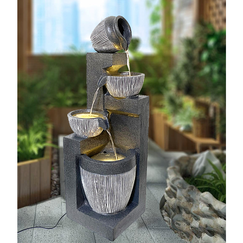 Modern Contemporary Textured Bowls Cascading Water Feature | Fountain Manufacturer in China,Polyresin Bowls Cascading Water Feature Fountain Manufacturer in China,Quanzhou Rich Green Technology Co.,Ltd.