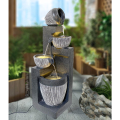 Modern Contemporary Textured Bowls Cascading Water Feature | Fountain Manufacturer in China,Polyresin Bowls Cascading Water Feature Fountain Manufacturer in China,Quanzhou Rich Green Technology Co.,Ltd.