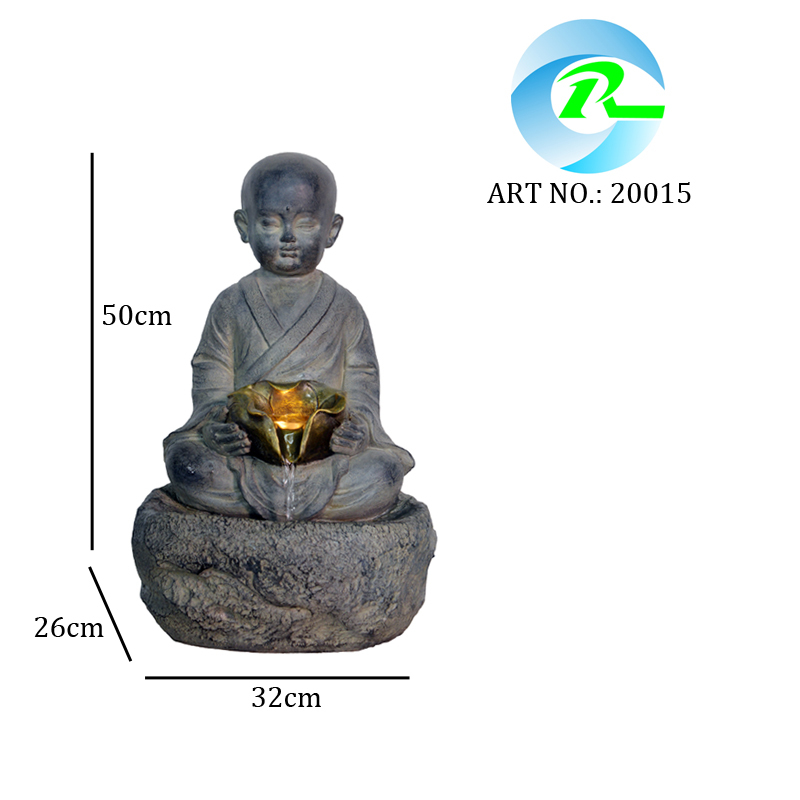 ZEN Buddha Young Asian Monk Fountain Water Feature